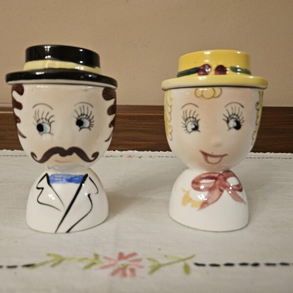 Vintage Porcelain Lady and Gentleman Egg Cups.
