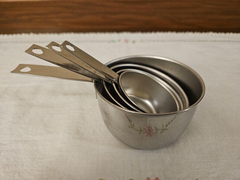 Vintage Stainless Steel Foley Set of 4 Measuring Cups. 1 Cup, 1/2 Cup ...