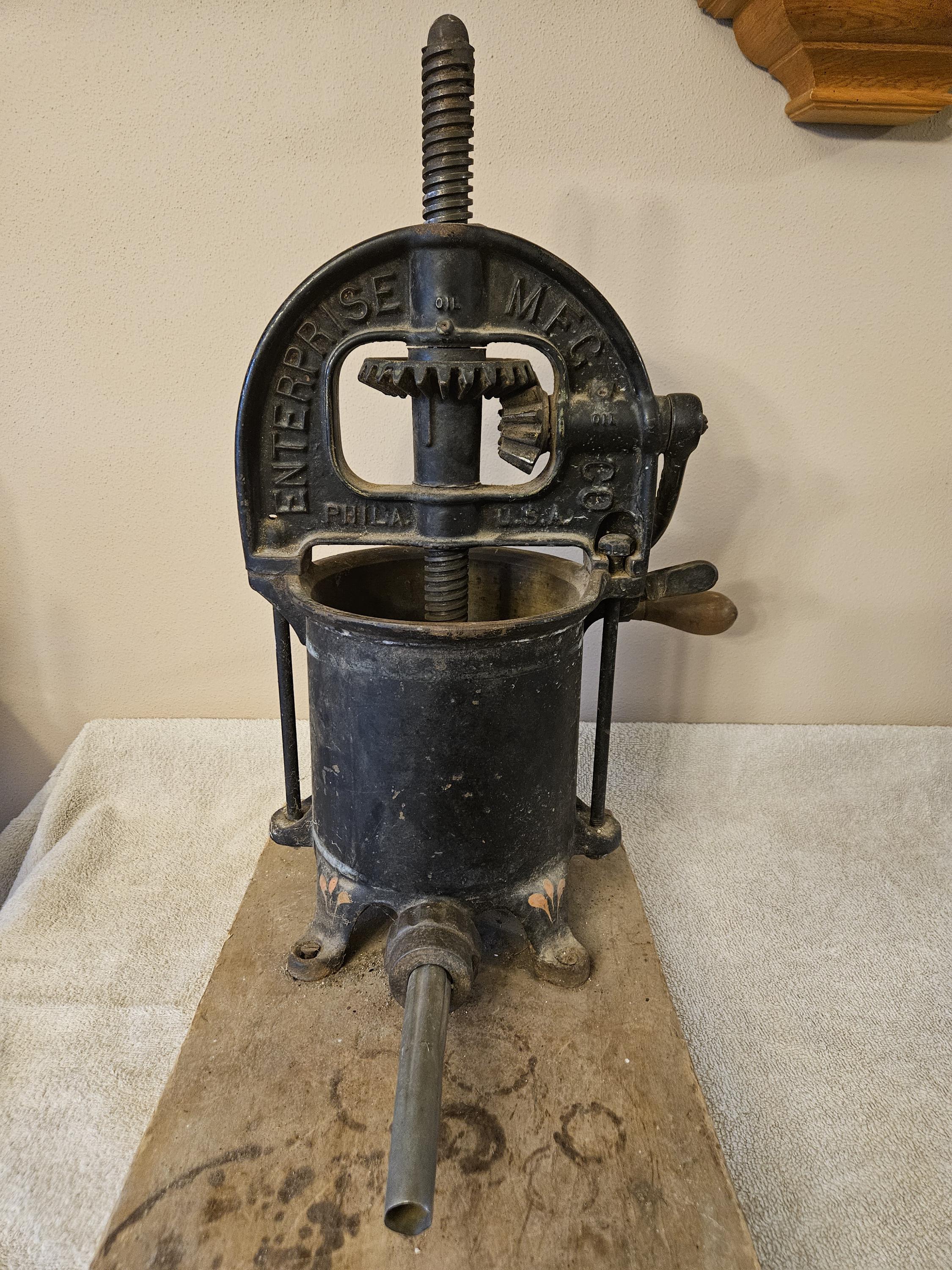 Antique Cast Iron Sausage Press: Enterprise Mfg. Philadelphia