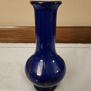 Vintage Cobalt Blue Vase with Gold Accent.  Milano Style.