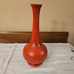 Vintage Haeger Red Orange Black Vase MCM