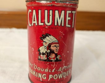 Vintage Calumet Baking Powder Tin with Lid 6 oz