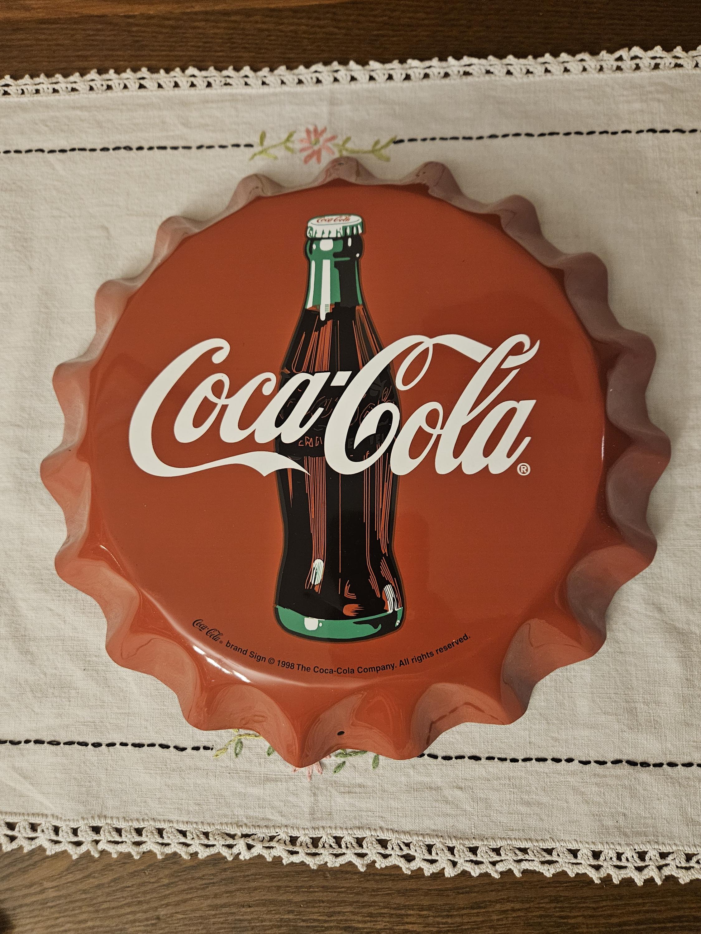 Vintage Coca-cola Cola Bottle Cap Sign. Coke Advertising Sign