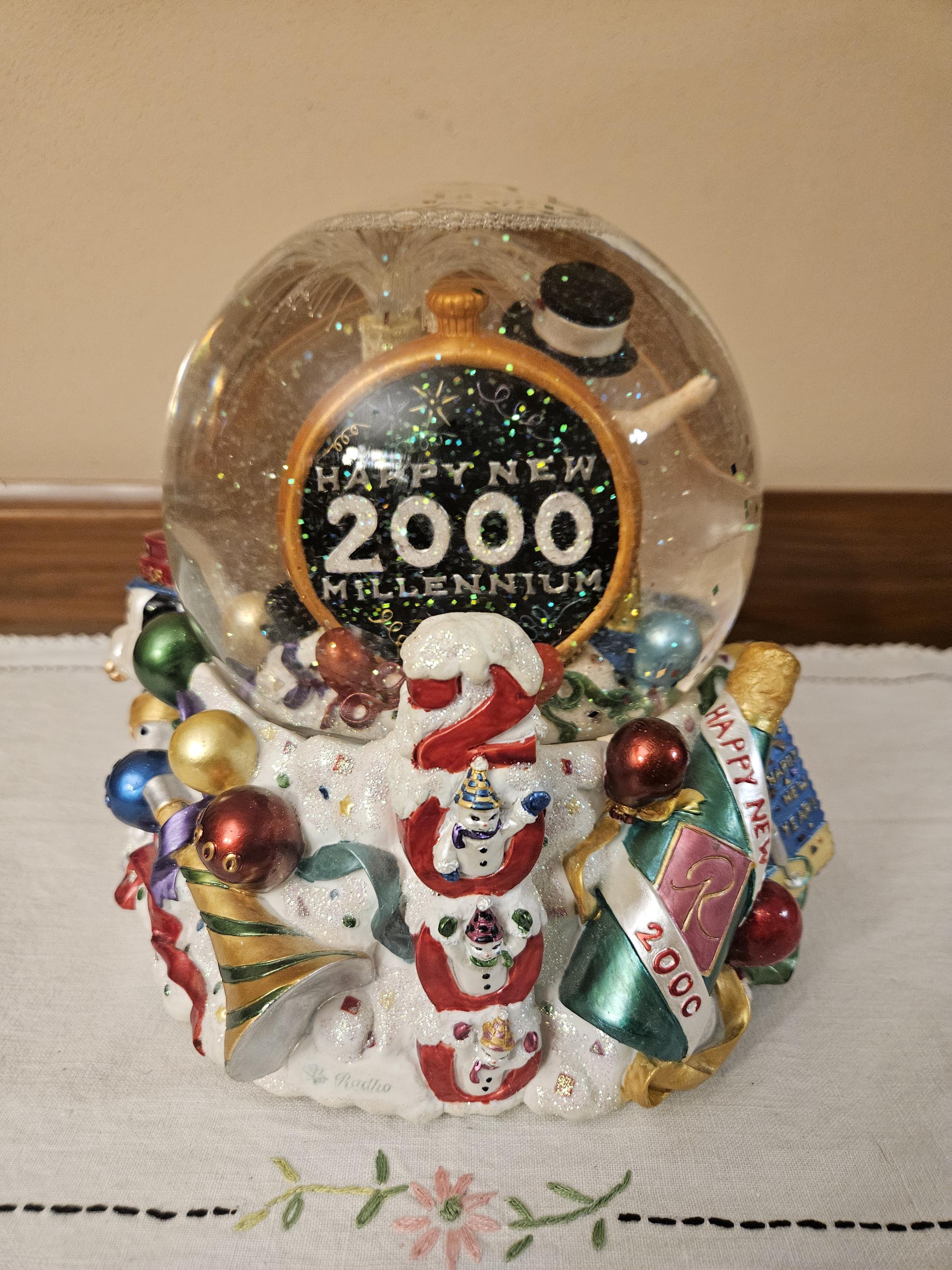 Vintage 2000 Happy New Millennium Snow Globe Music Box. Music Box