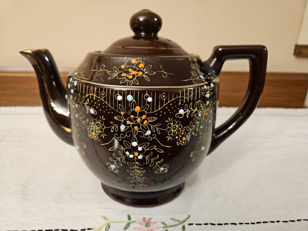 Vintage Teapot Brown Ware Teapot. Hand Painted. - Etsy