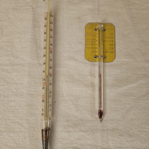 Vintage ATCO Dairy Thermometer No. 2 2103 with Tube Holder and Roast Meat Thermometer.