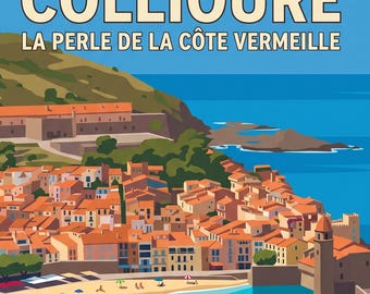 Collioure Poster Set of 8 | WPA Style Vintage France Travel Prints, Printable Wall Art Download