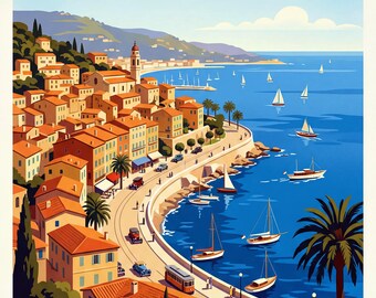 Poster vintage di Vieux Nice / Arte digitale da parete sulla Costa Azzurra
