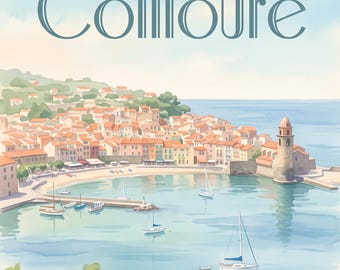 Collioure Vintage Travel Poster Set of 12 | France Wall Art Prints, Printable Digital Download