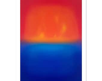 Blue and Orange Abstract Wall Art Print, Colour Field Poster, Cobalt Blue Modern Art, Minimalist Sunset Abstract, Contemporary Home Decor