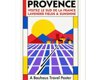 Poster digitale vintage "Campi di lavanda della Provenza" / Arte della campagna francese