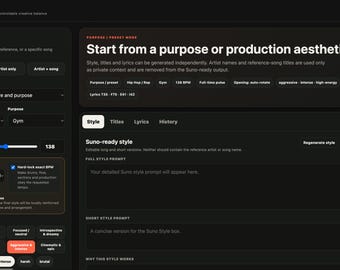 AI Songwriting App for Suno | Style Prompt, Song Titles & Lyrics Generator | Standalone Node.js Digital Download