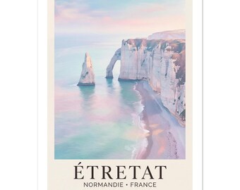 Poster digitale vintage di Etretat / Arte della costa francese