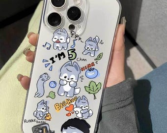 KPOP Stray Kids Bang Chan-Inspired Cute Wolf Phone Case, iPhone Cases 16 15 14 13/Stray Kids Merch/SKZ SKZOO Phone Cases iPhone 14 iPhone 15