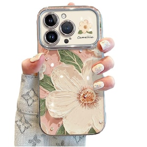 Camellia Flower Oil Painting iPhone Case for iphone 15 iphone 14, Floral Design Phone Cover, Fower Phone Case iphone 13 Phone Charm Cute