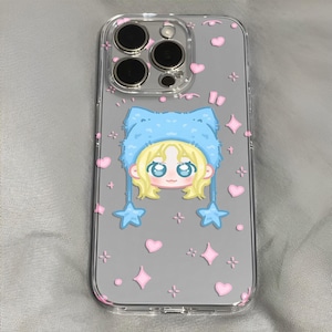 Stray Kids Felix-Inspired Phone Case -Felix with Cat Ear Hat Cartoon Design, iPhone 15, iPhone 14, iPhone 13 Kpop Phone Cases Kpop Gift SKZ