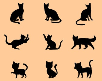 Cats Silhouette Bundle SVG, Cats Bundle SVG, Cats Cut File, Cats Clipart, Cats Vector | Cats PNG