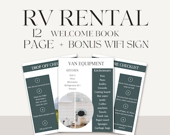 RV Rental Welcome Book Guide, Camper Printable Checklist Template