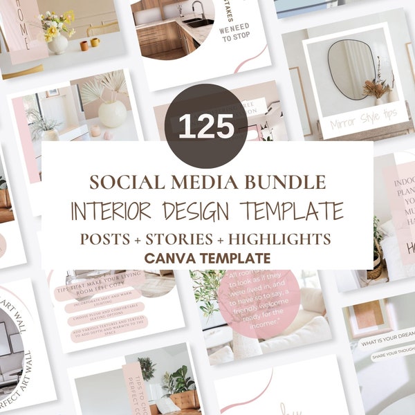 Interior Design Instagram-Vorlagen, Home Decor Social Media Marketinginhalt, Canva-Vorlage, Done For You-Vorlage für Innenarchitekten