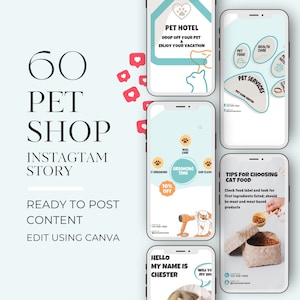 Pet Instagram Template, Pet Shop Business Engagement IG Story Template, Dog Cat Pet Lover Instagram Story, Vet Clinics Social Media Branding
