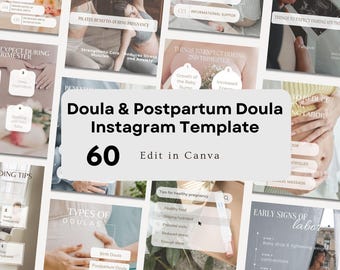 Doula Instagram Post Templates, Pregnancy & Birth Worker Social Media Content
