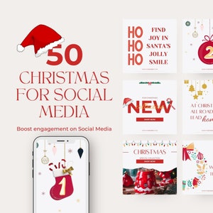 Christmas Instagram Post Templates, Advent Calendar Instagram Feed, Holiday Instagram Canva Template, Christmas Template Advent Calendar Red