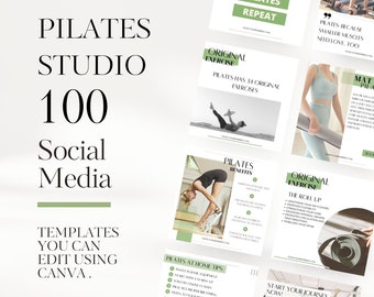 Pilates Studio Instagram Template, Fitness Influencer Social Media Marketing Personal Trainer Content IG Post