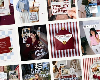 Burgundy Instagram Template For Social Media Manager Business Coach UGC Content Creator Agency Digital Marketing Viral Post & Carousel
