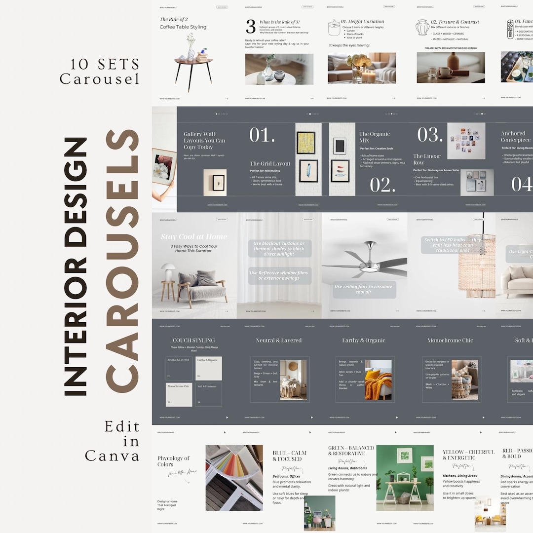 Interior Design Instagram Carousel Template, Home Decorator Social ...