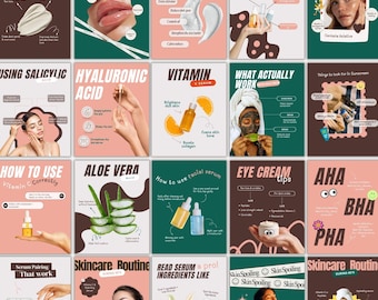 Skincare Instagram Template, Bold Colorful Beauty Esthetician Social Media Marketing Content Creator IG Post