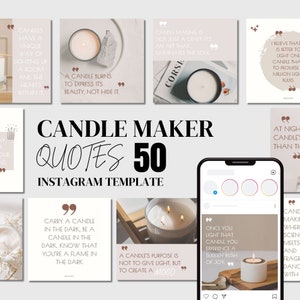 Kerze Zitate Instagram Posts, Aesthetic Candle Shop IG Post, Kerze Business Social Media Inhalt, Handmade Candle Branding Canva Templates