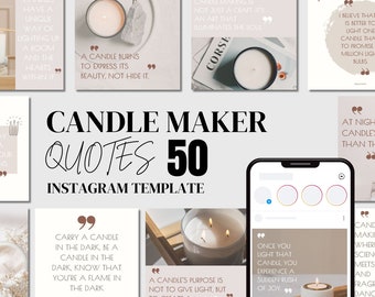 Candle Quotes Instagram Posts, Aesthetic Candle Shop IG Post, Candle Business Social Media Content, Handmade Candle Branding Canva Templates