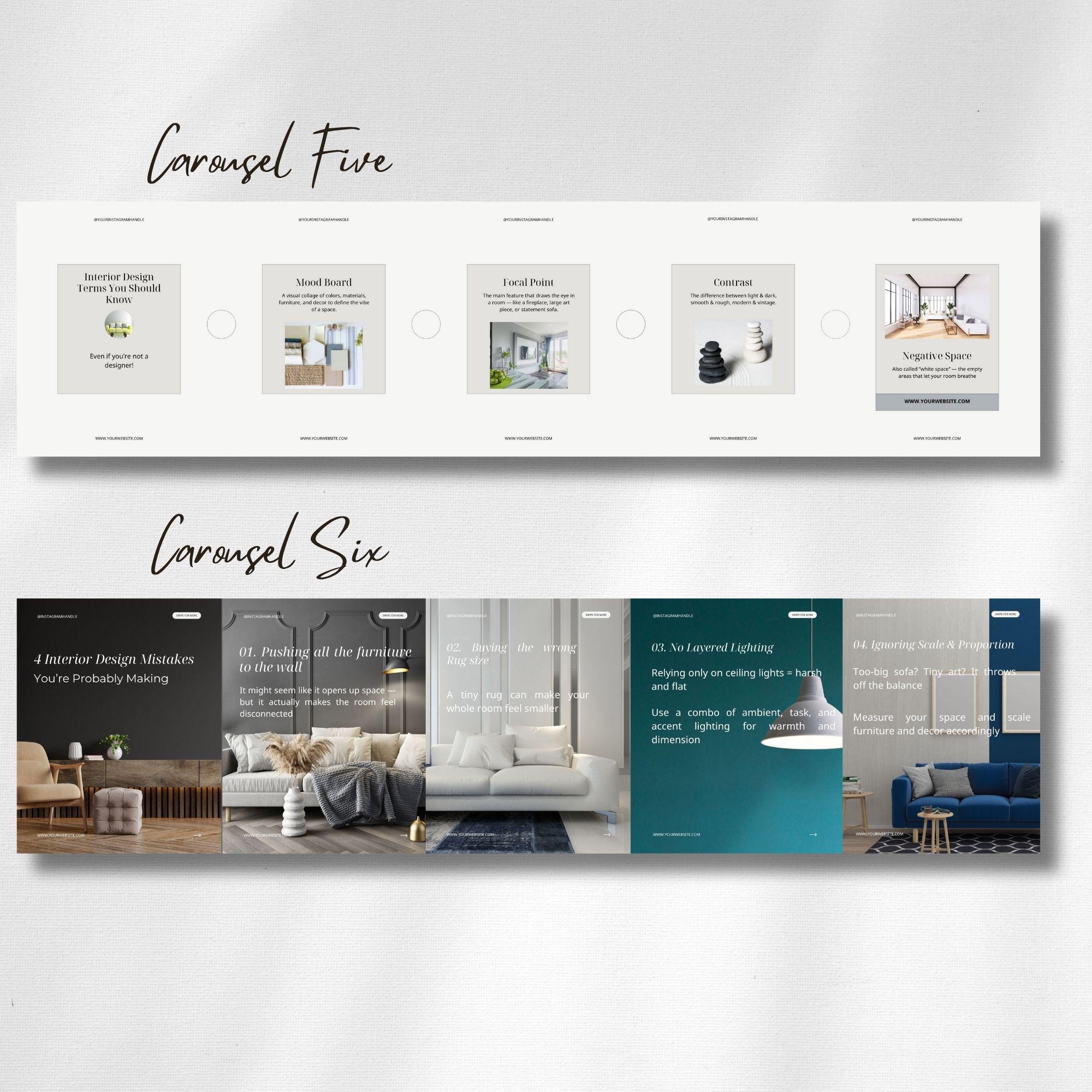 Interior Design Instagram Carousel Template, Home Decorator Social ...