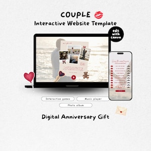 Interactive Website Template Digital Anniversary Gift Boyfriend & Girlfriend Personalized Love Letter Valentines Day Couples Scrapbook
