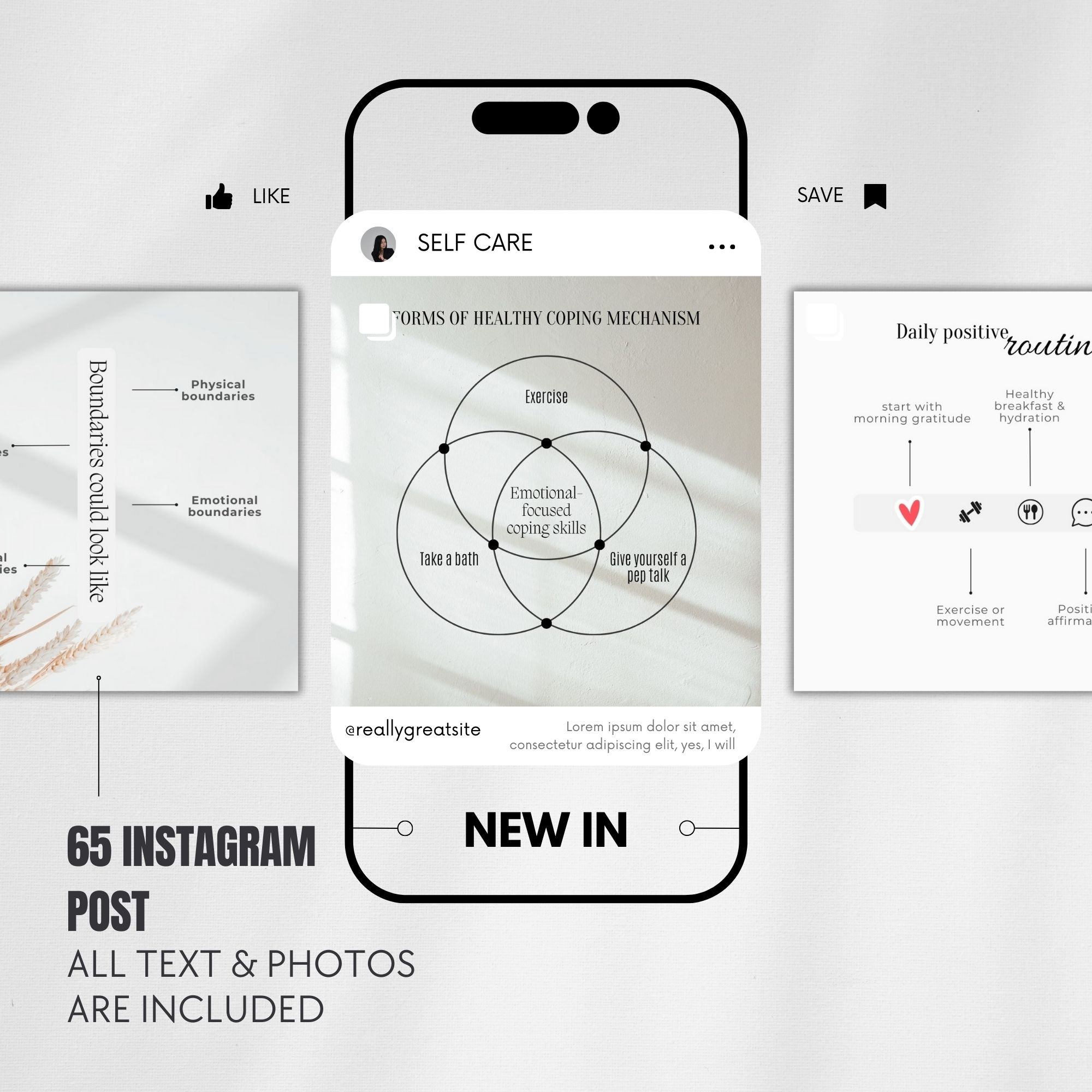 Mental Health Instagram Templates, Self Care Therapist Life Coach IG ...