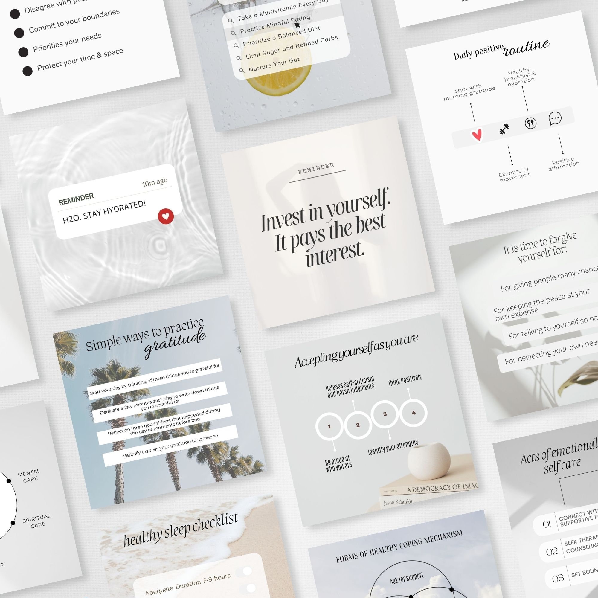 Mental Health Instagram Templates, Self Care Therapist Life Coach IG ...