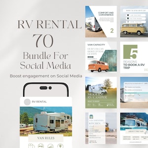 Plantilla de Instagram para alquiler de autocaravanas, contenido de marketing en redes sociales para empresas de autocaravanas, reserva de autocaravanas para vacaciones, publicación de alquiler de autocaravanas RvShare
