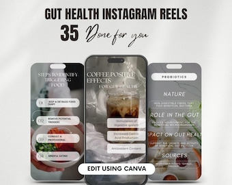 Gut Health Instagram Reels Template, Nutrition Holistic Health Coach Social Media Wellness IG Video Reels Content
