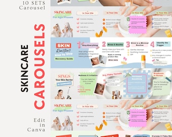 Skincare Instagram Carousel Template, Medspa Esthetician Coach Social Media Beauty Content Creator IG Post