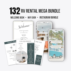 RV Rental Guide Template, Camper Rental Instagram Posts, Trailer Rental Welcome Book Template, Editable Camper Motorhome Rental Bundle