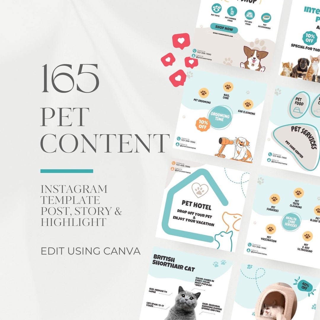 Pet Store Instagram Template Pet Shop Social Media Content Etsy