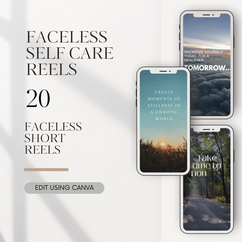 Faceless Instagram Reels Template, Done for You Self Love Reels, Aesthetic Life Coach Content