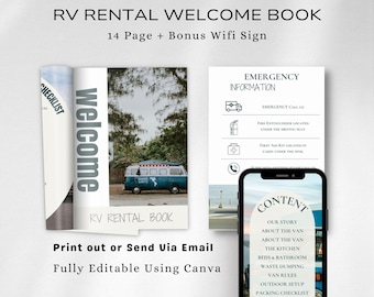 RV Rental Welcome Guide Template, Camper Van Printable Manual Guide