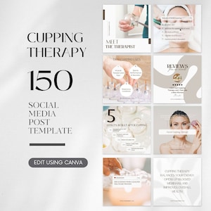Modello Instagram per la terapia con le coppette, post Instagram per terapista hijama, contenuti per i social media sulla medicina cinese, guarigione olistica con medicina alternativa