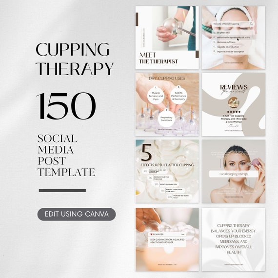 Cupping Therapy Instagram Post Templates, Holistic Wellness (Canva)