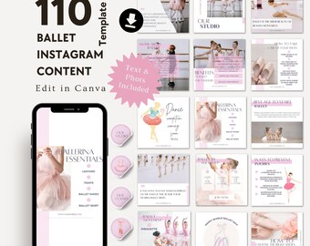 バレエInstagramテンプレート、ダンススクールソーシャルメディアマーケティングコンテンツ