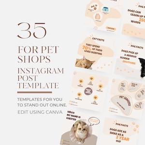 Pet Shop Instagram Post Template, Pet Business Social Media Marketing Content, Dog Grooming IG Post, Vet Branding, Pet Sitter Canva Template