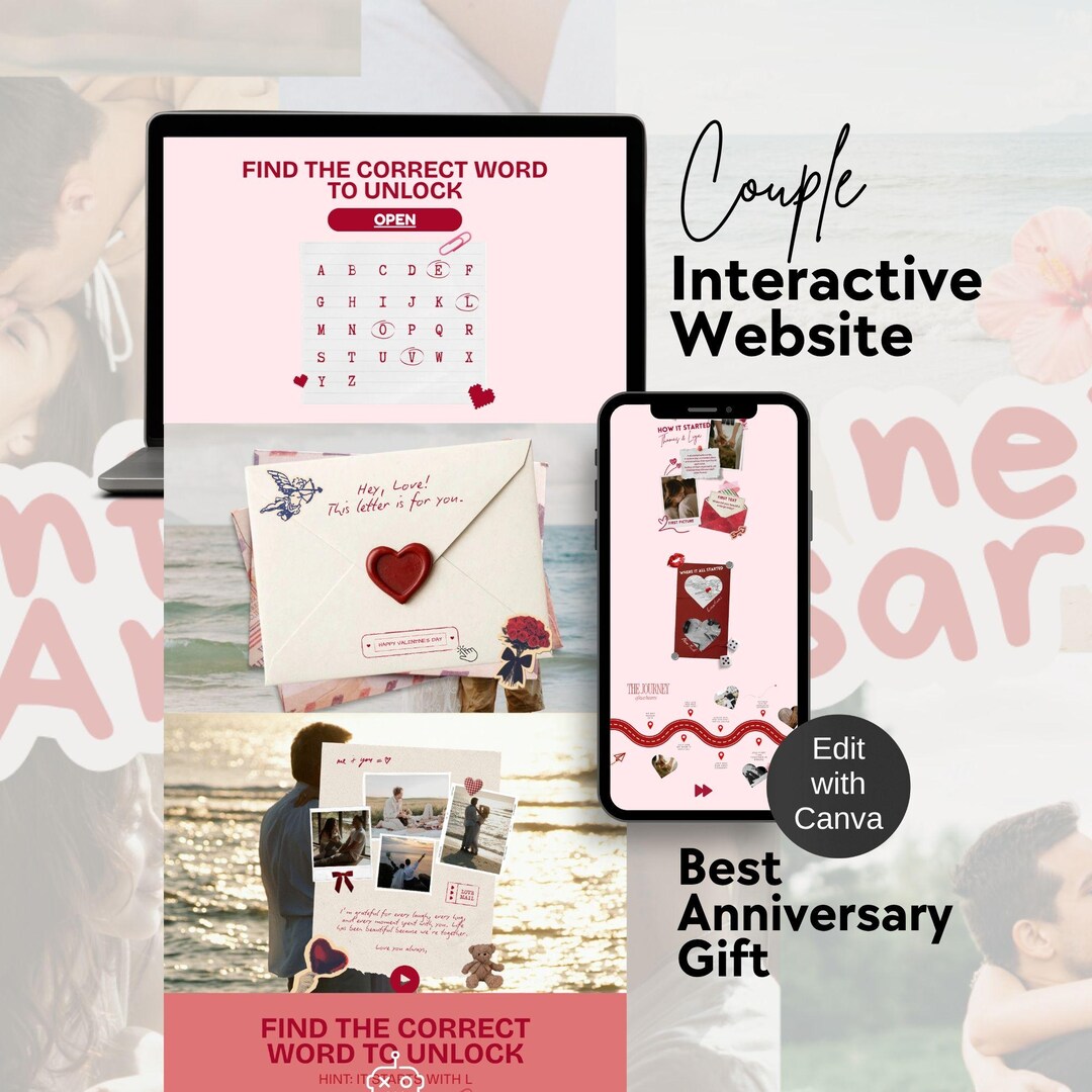 Couple Website Examples Interactive Couple Website Template, Anniversary Valentines Day ...