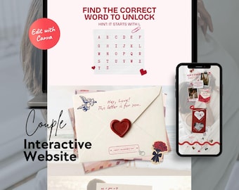 Anniversary Website Template, Couple Digital Love Magazine, Interactive Custom Valentines Day  LDR Virtual Gift For Her / Him