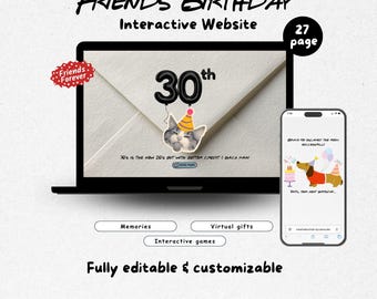 Plantilla interactiva para sitio web de cumpleaños Regalo digital personalizado para larga distancia Recuerdo personalizable para mejores amigos